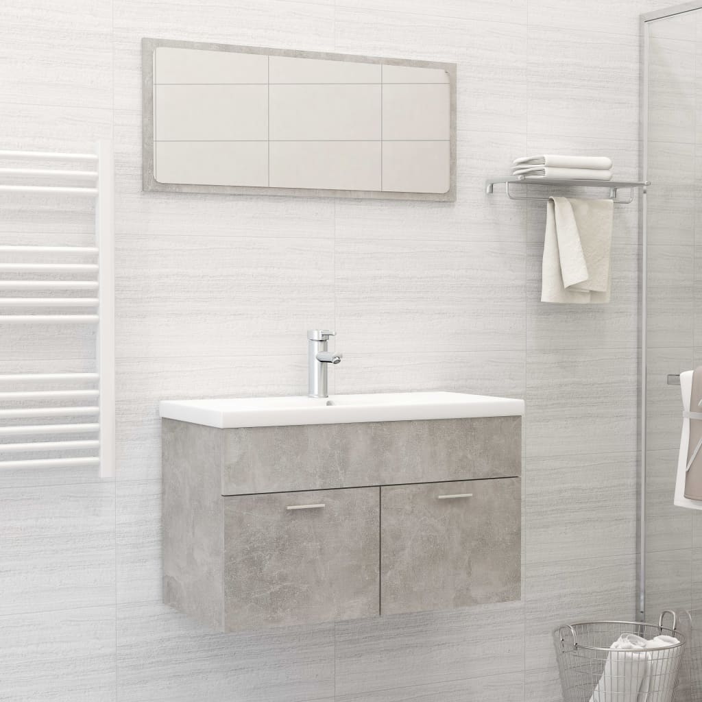 Berkfield 2 Piece Bathroom Furniture Set Concrete Grey Engineered Wood