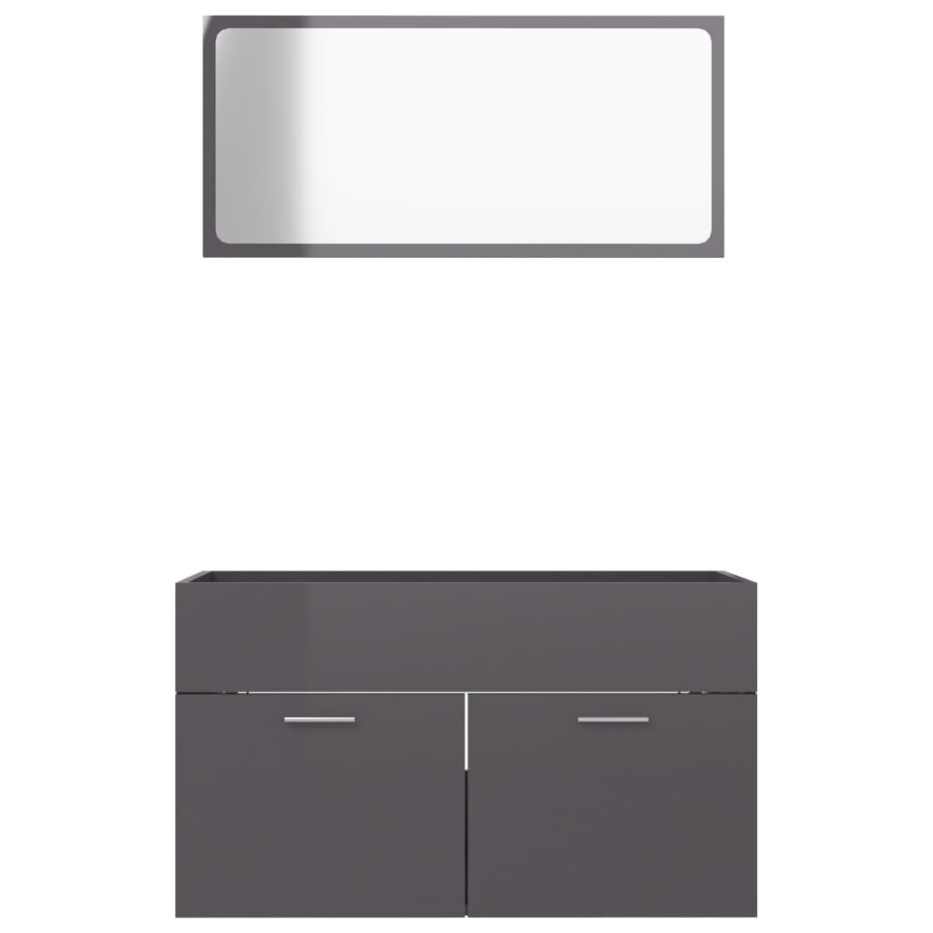 Berkfield 2 Piece Bathroom Furniture Set High Gloss Grey Engineered Wood