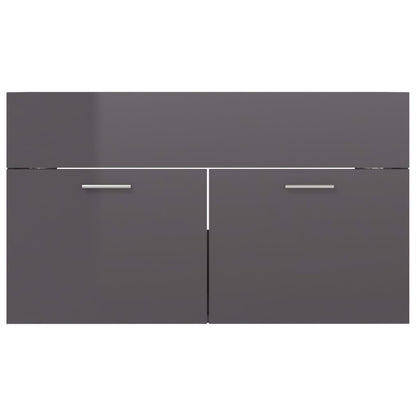 Berkfield 2 Piece Bathroom Furniture Set High Gloss Grey Engineered Wood