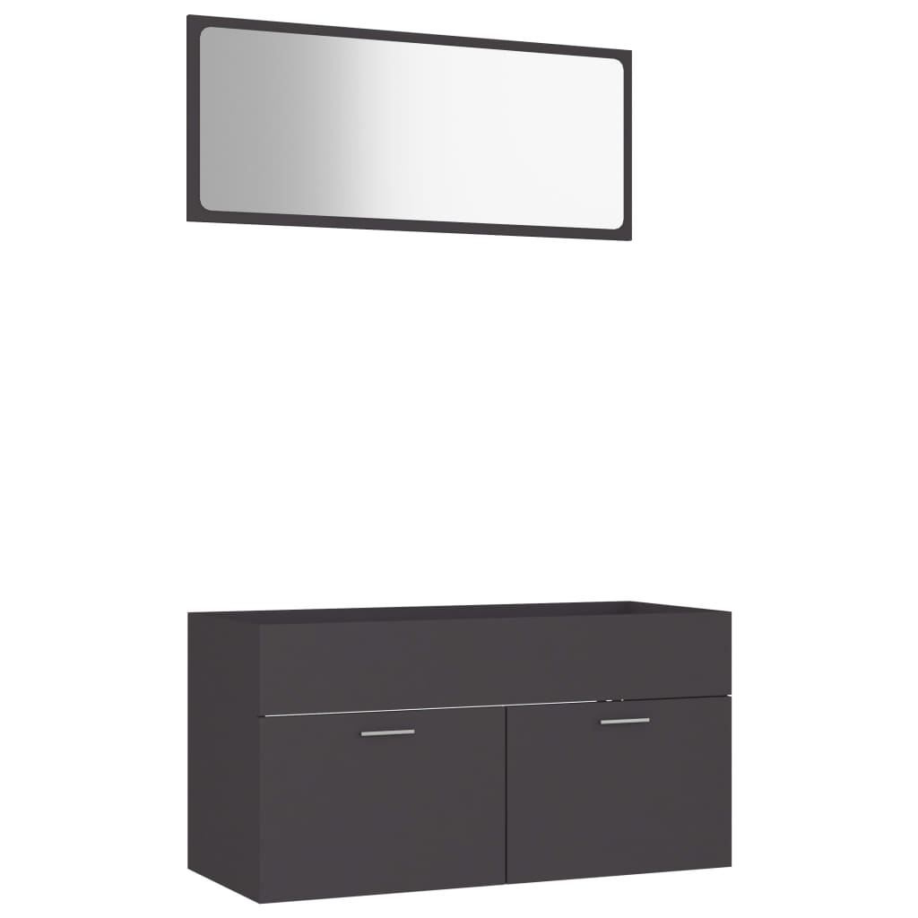 Berkfield 2 Piece Bathroom Furniture Set Grey Engineered Wood