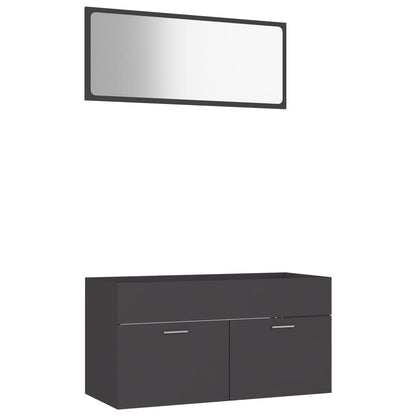Berkfield 2 Piece Bathroom Furniture Set Grey Engineered Wood