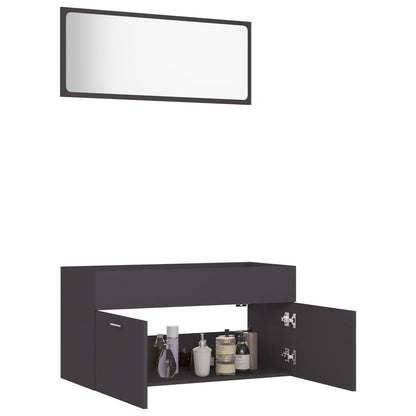 Berkfield 2 Piece Bathroom Furniture Set Grey Engineered Wood