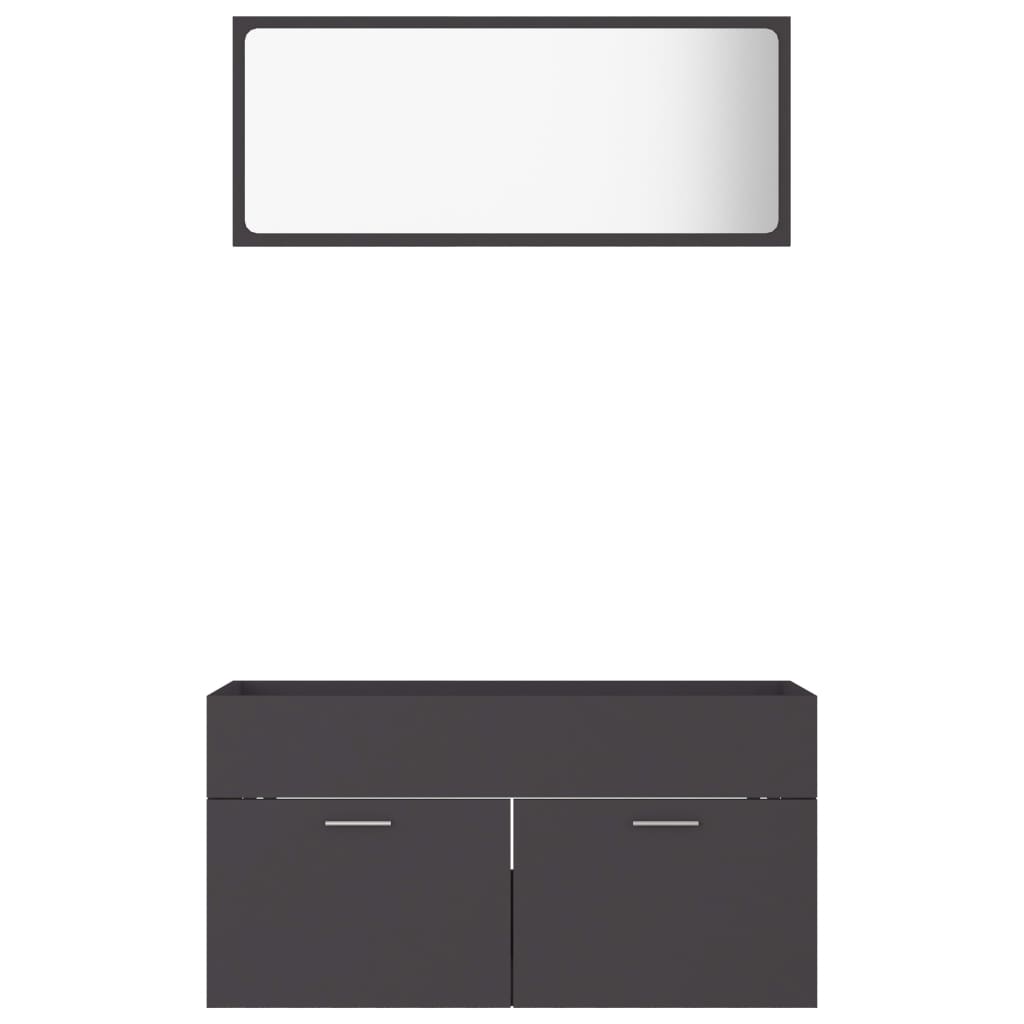 Berkfield 2 Piece Bathroom Furniture Set Grey Engineered Wood