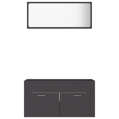 Berkfield 2 Piece Bathroom Furniture Set Grey Engineered Wood