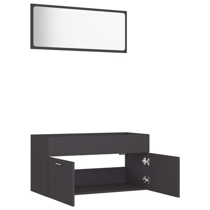 Berkfield 2 Piece Bathroom Furniture Set Grey Engineered Wood