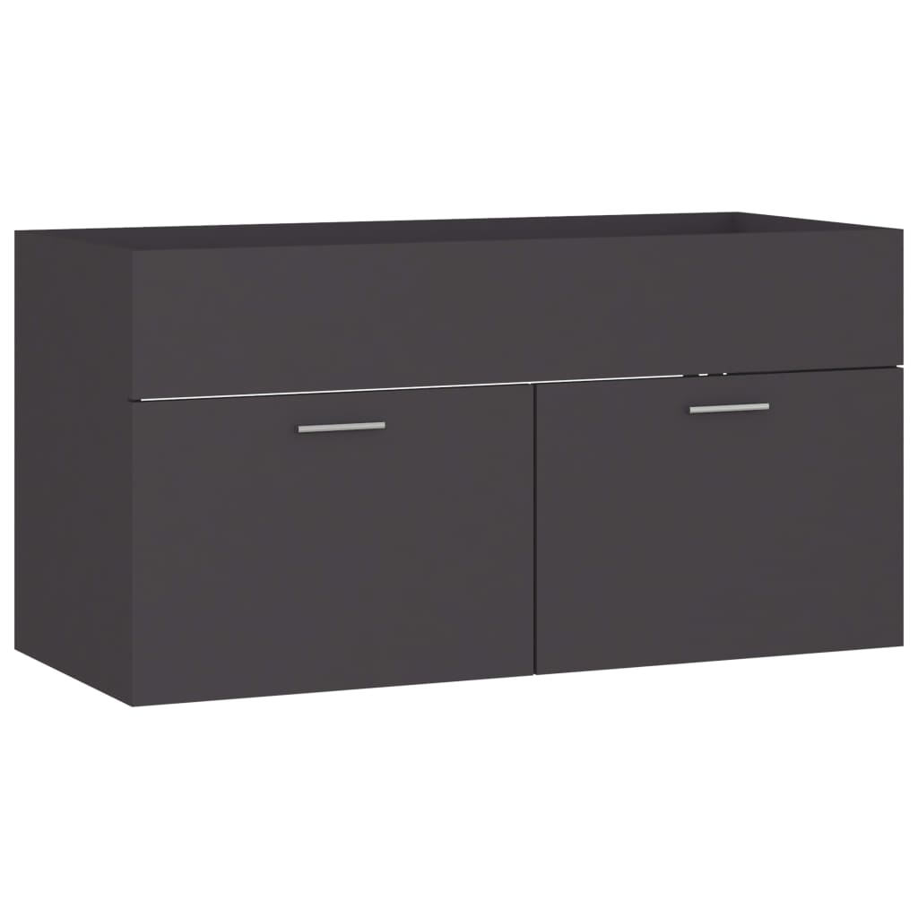 Berkfield 2 Piece Bathroom Furniture Set Grey Engineered Wood