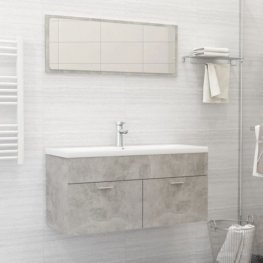Berkfield 2 Piece Bathroom Furniture Set Concrete Grey Engineered Wood