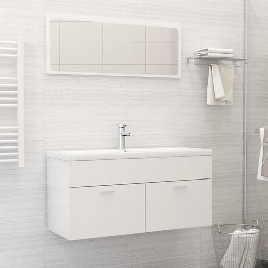 Berkfield 2 Piece Bathroom Furniture Set High Gloss White Engineered Wood