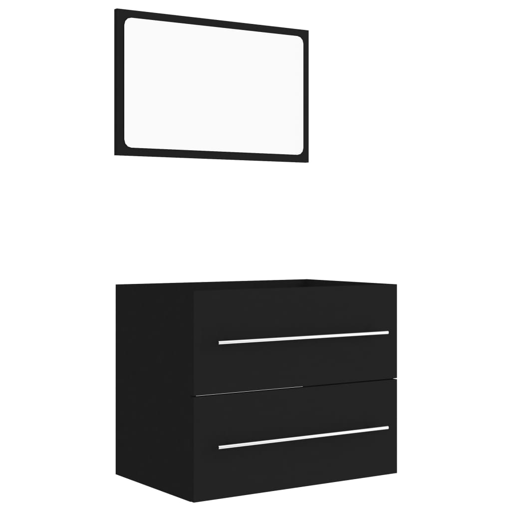Berkfield 2 Piece Bathroom Furniture Set Black Engineered Wood