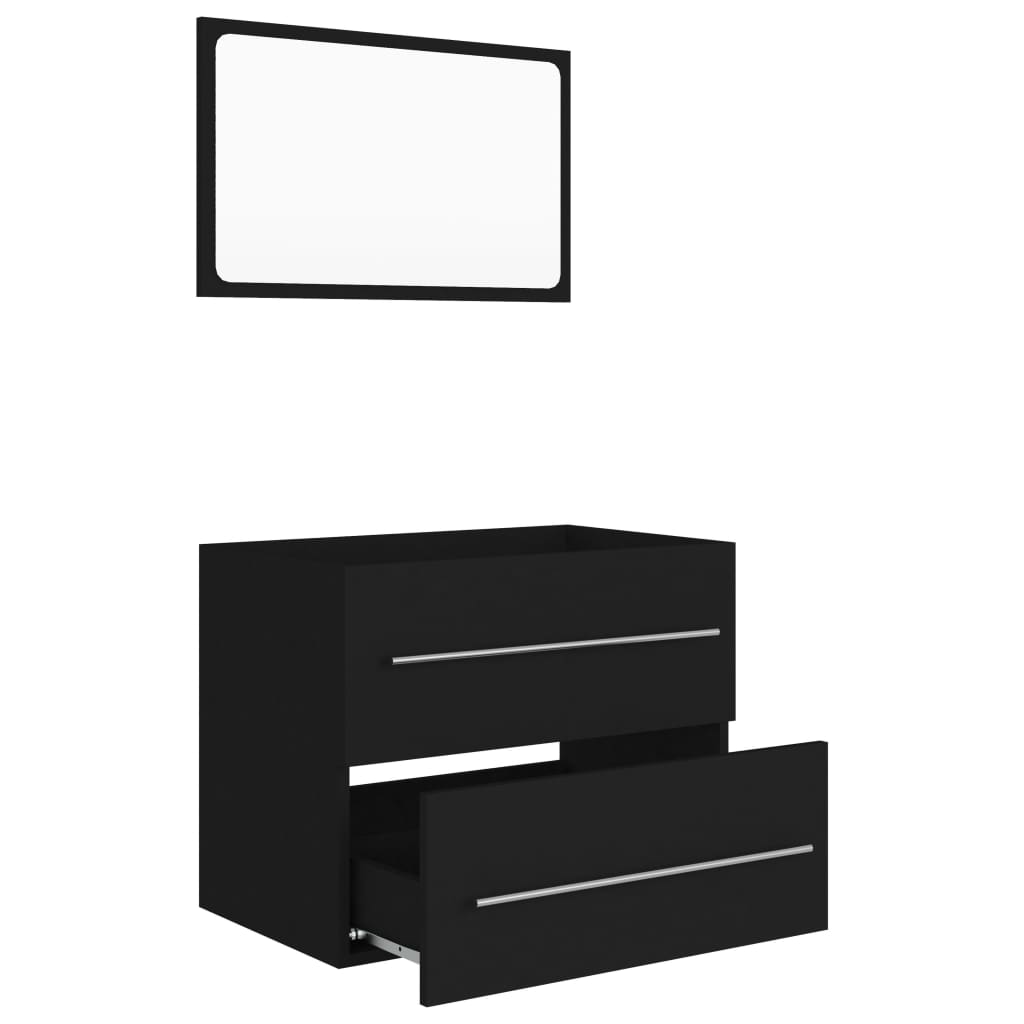 Berkfield 2 Piece Bathroom Furniture Set Black Engineered Wood
