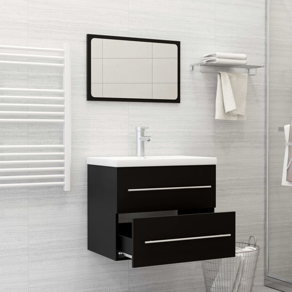 Berkfield 2 Piece Bathroom Furniture Set Black Engineered Wood