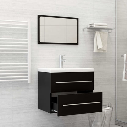 Berkfield 2 Piece Bathroom Furniture Set Black Engineered Wood