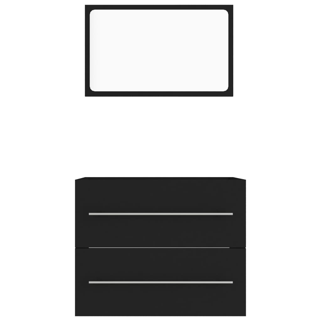Berkfield 2 Piece Bathroom Furniture Set Black Engineered Wood