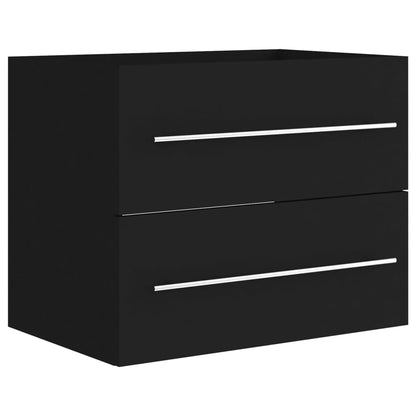 Berkfield 2 Piece Bathroom Furniture Set Black Engineered Wood