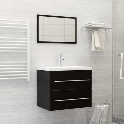 Berkfield 2 Piece Bathroom Furniture Set Black Engineered Wood