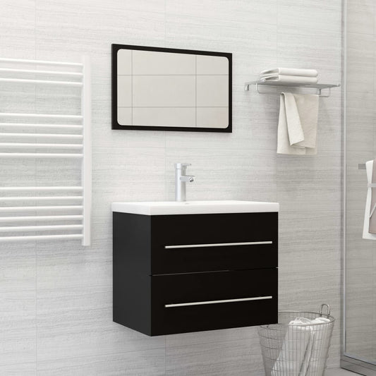 Berkfield 2 Piece Bathroom Furniture Set Black Engineered Wood