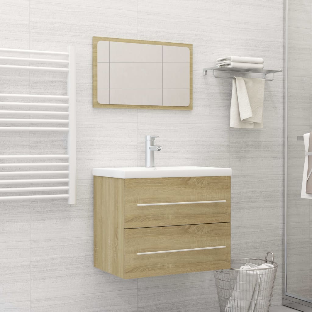 Berkfield 2 Piece Bathroom Furniture Set Sonoma Oak Engineered Wood