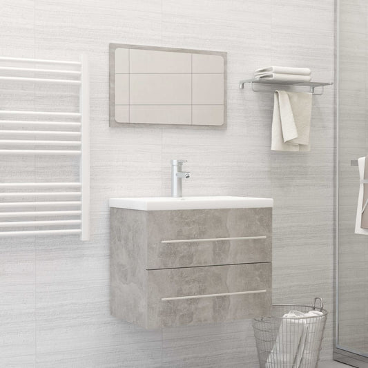 Berkfield 2 Piece Bathroom Furniture Set Concrete Grey Engineered Wood