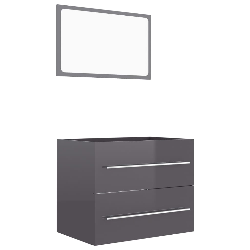 Berkfield 2 Piece Bathroom Furniture Set High Gloss Grey Engineered Wood