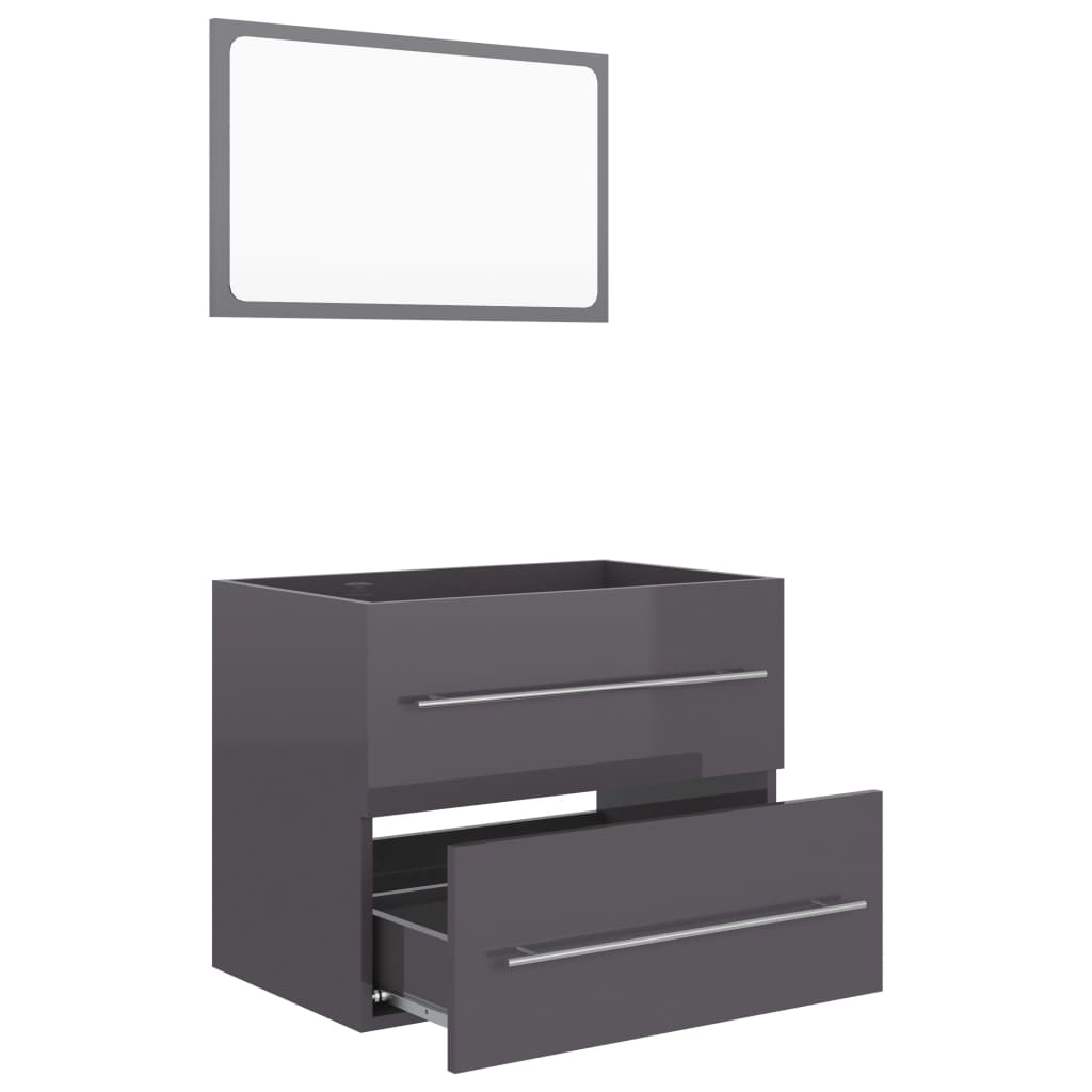 Berkfield 2 Piece Bathroom Furniture Set High Gloss Grey Engineered Wood