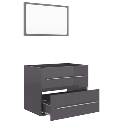 Berkfield 2 Piece Bathroom Furniture Set High Gloss Grey Engineered Wood