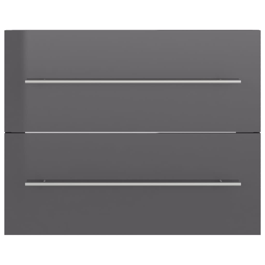 Berkfield 2 Piece Bathroom Furniture Set High Gloss Grey Engineered Wood