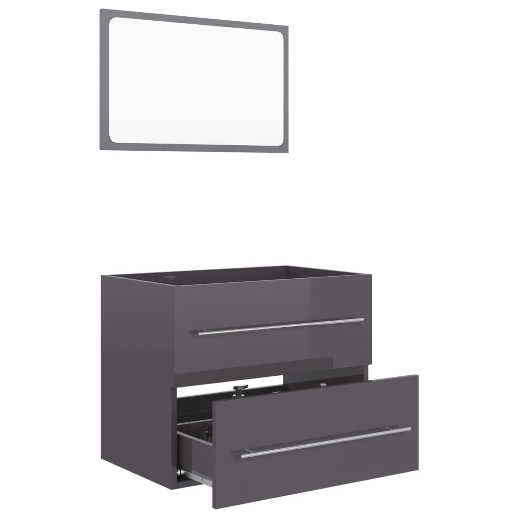 Berkfield 2 Piece Bathroom Furniture Set High Gloss Grey Engineered Wood
