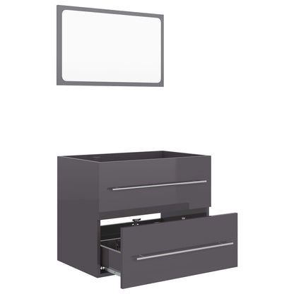 Berkfield 2 Piece Bathroom Furniture Set High Gloss Grey Engineered Wood