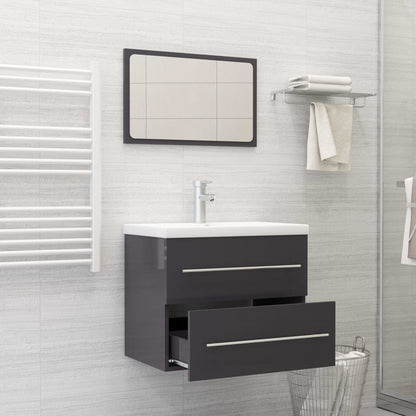Berkfield 2 Piece Bathroom Furniture Set High Gloss Grey Engineered Wood