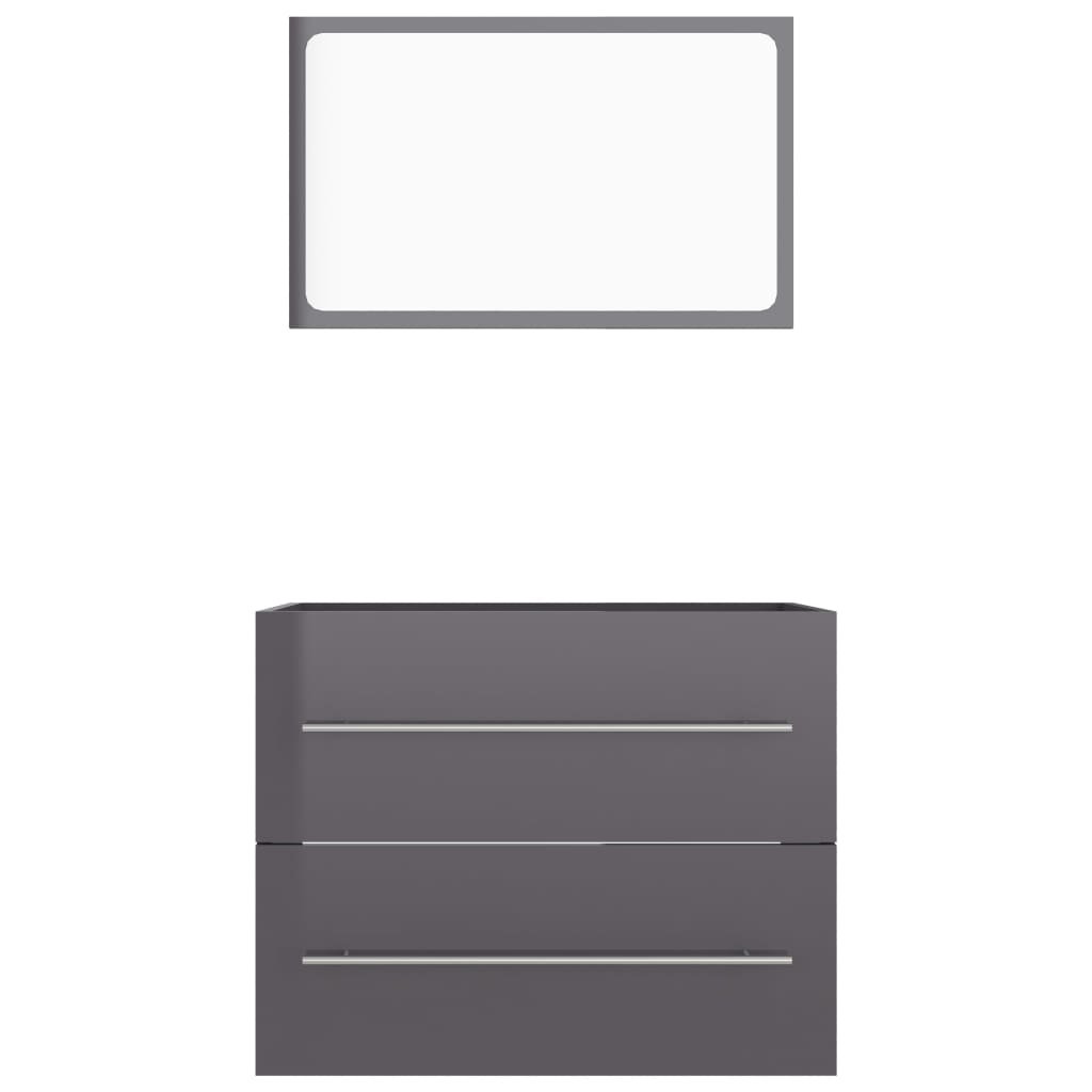 Berkfield 2 Piece Bathroom Furniture Set High Gloss Grey Engineered Wood