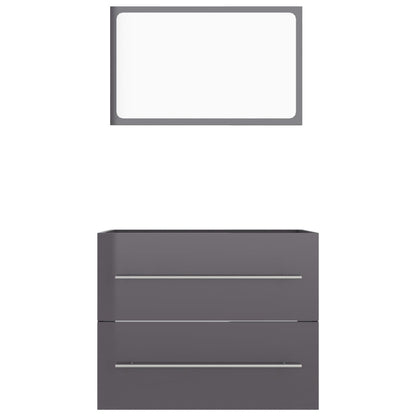 Berkfield 2 Piece Bathroom Furniture Set High Gloss Grey Engineered Wood