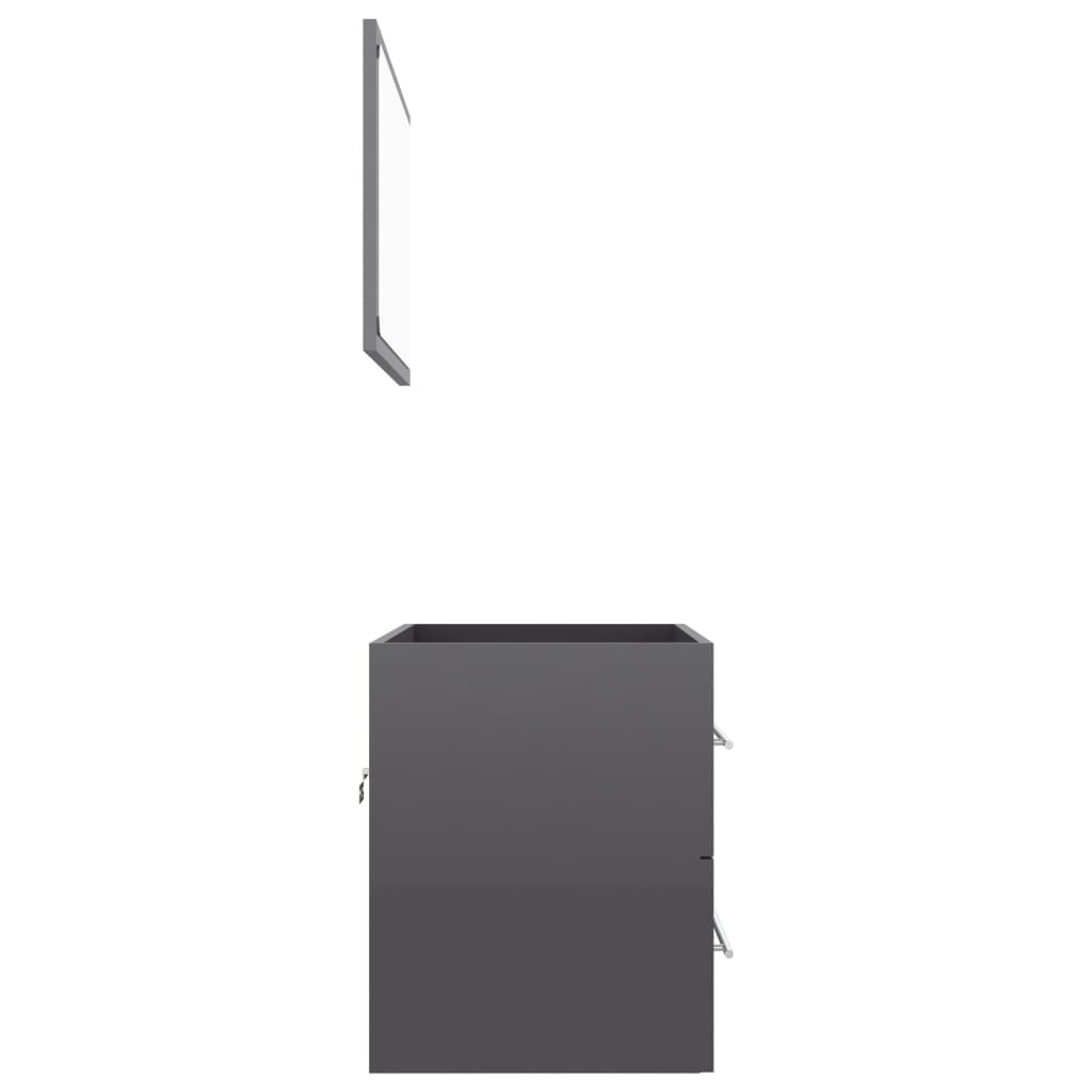 Berkfield 2 Piece Bathroom Furniture Set High Gloss Grey Engineered Wood