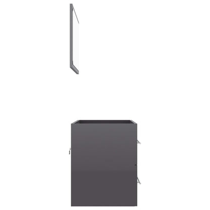 Berkfield 2 Piece Bathroom Furniture Set High Gloss Grey Engineered Wood