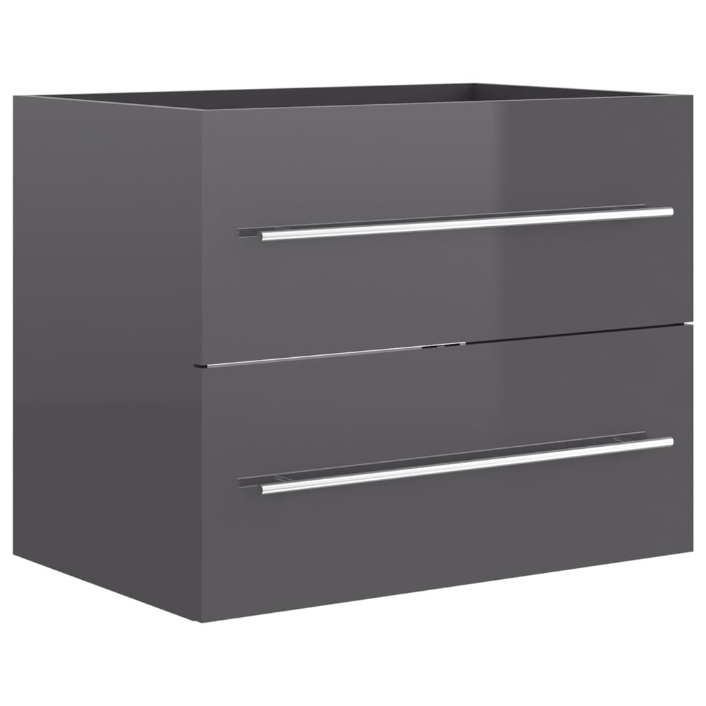 Berkfield 2 Piece Bathroom Furniture Set High Gloss Grey Engineered Wood