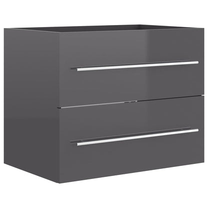 Berkfield 2 Piece Bathroom Furniture Set High Gloss Grey Engineered Wood