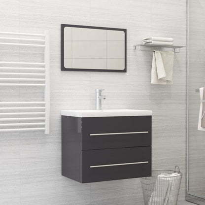 Berkfield 2 Piece Bathroom Furniture Set High Gloss Grey Engineered Wood