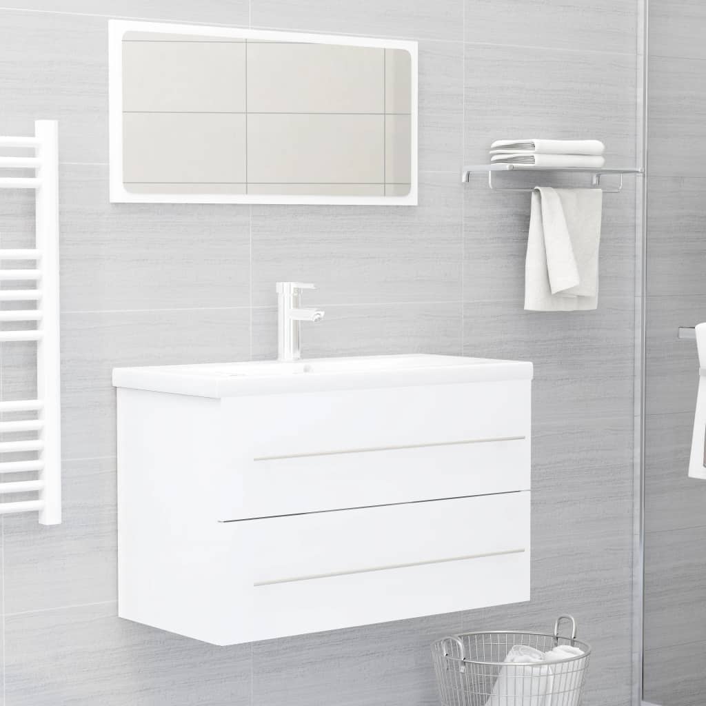 Berkfield 2 Piece Bathroom Furniture Set White Engineered Wood