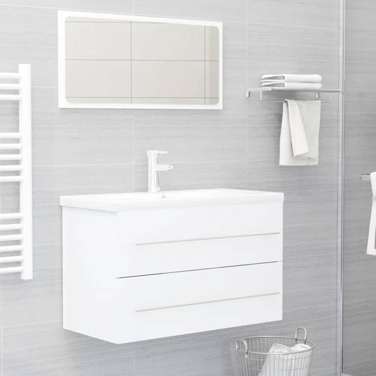 Berkfield 2 Piece Bathroom Furniture Set White Engineered Wood