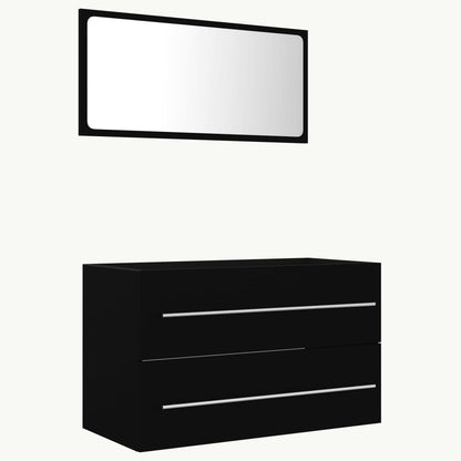 Berkfield 2 Piece Bathroom Furniture Set Black Engineered Wood