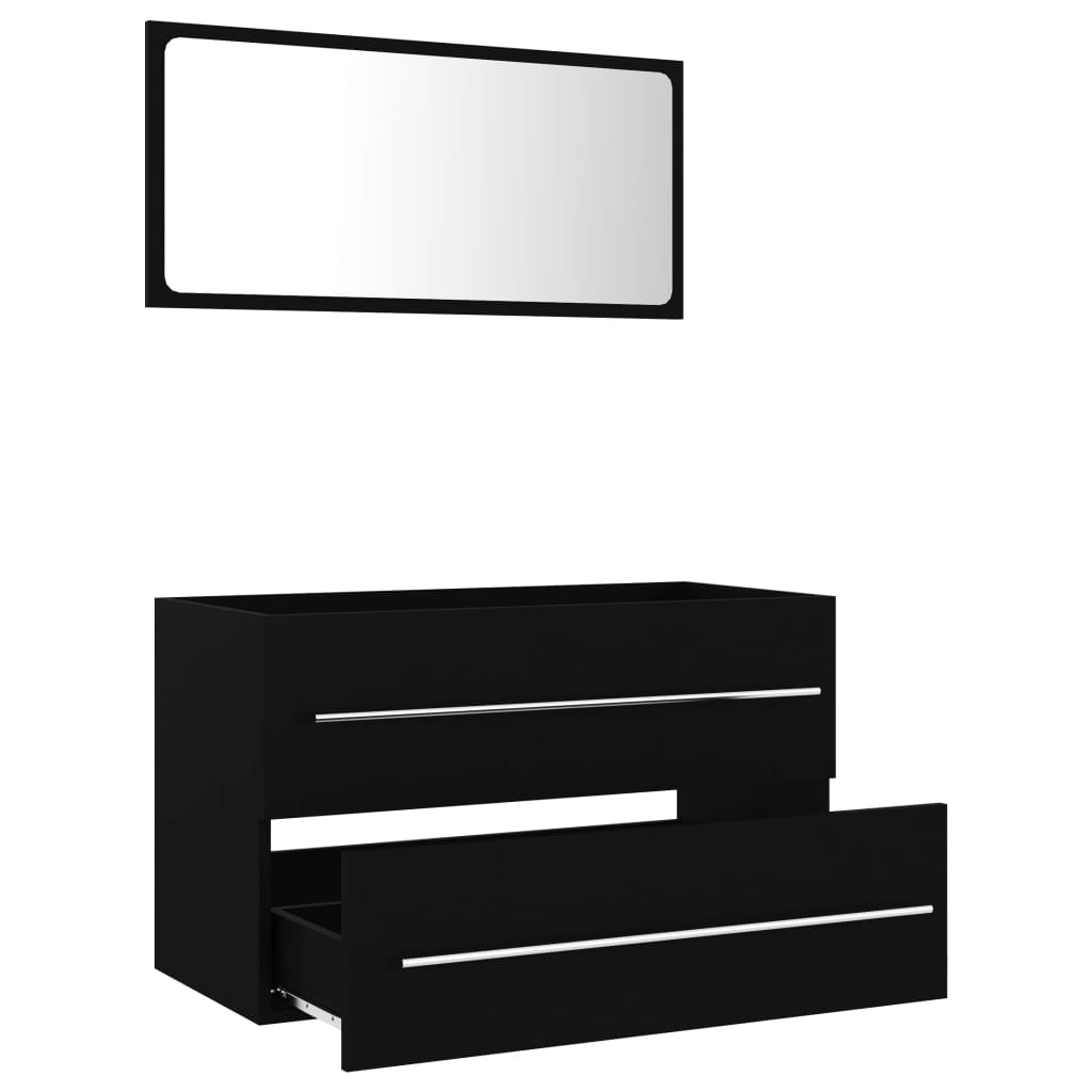 Berkfield 2 Piece Bathroom Furniture Set Black Engineered Wood