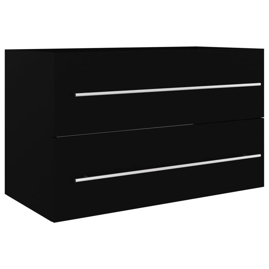 Berkfield 2 Piece Bathroom Furniture Set Black Engineered Wood