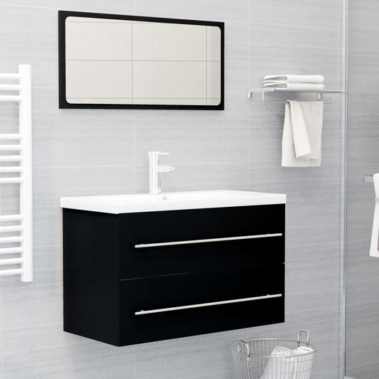 Berkfield 2 Piece Bathroom Furniture Set Black Engineered Wood