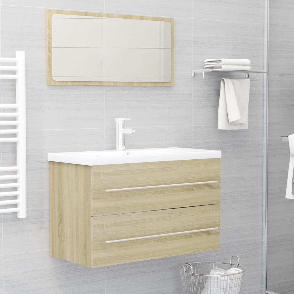Berkfield 2 Piece Bathroom Furniture Set Sonoma Oak Engineered Wood