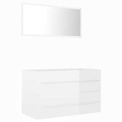 Berkfield 2 Piece Bathroom Furniture Set High Gloss White Engineered Wood