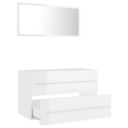 Berkfield 2 Piece Bathroom Furniture Set High Gloss White Engineered Wood