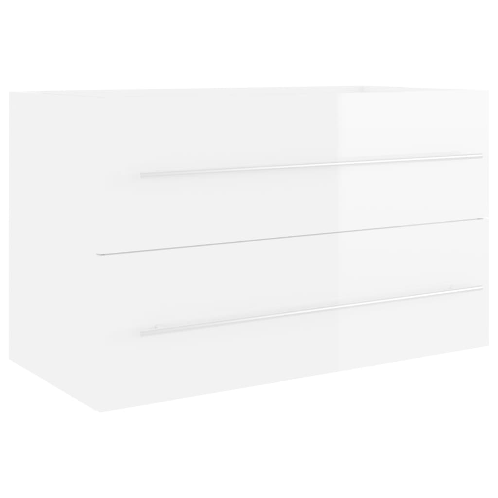 Berkfield 2 Piece Bathroom Furniture Set High Gloss White Engineered Wood