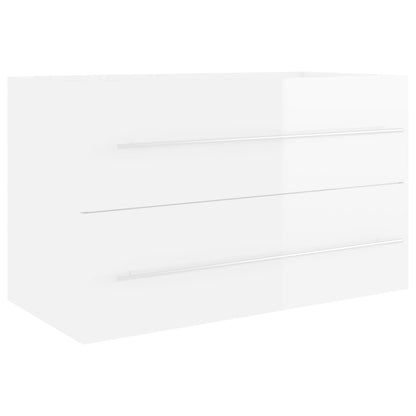 Berkfield 2 Piece Bathroom Furniture Set High Gloss White Engineered Wood