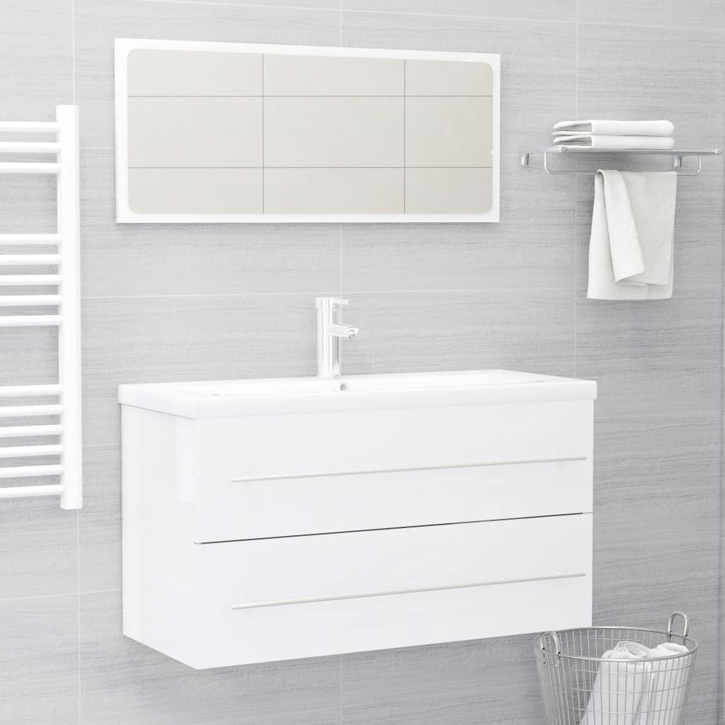Berkfield 2 Piece Bathroom Furniture Set White Engineered Wood