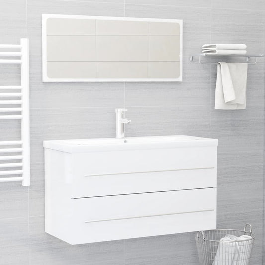 Berkfield 2 Piece Bathroom Furniture Set White Engineered Wood