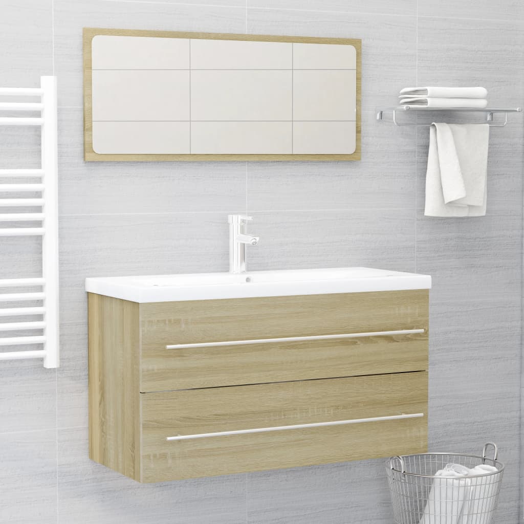 Berkfield 2 Piece Bathroom Furniture Set Sonoma Oak Engineered Wood